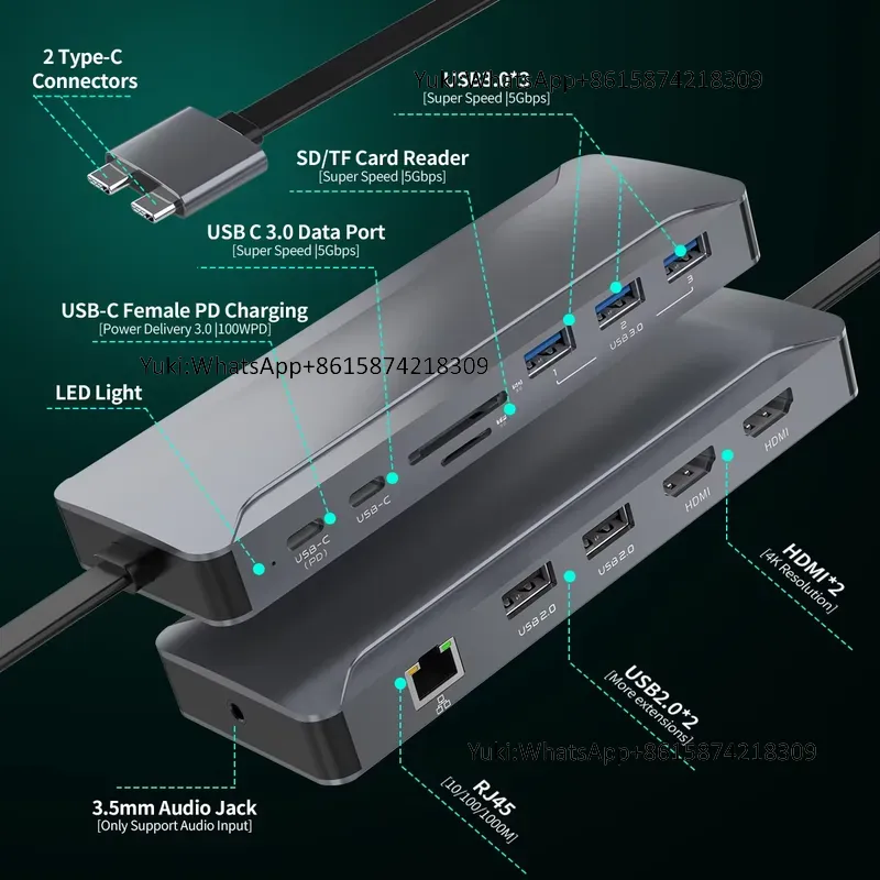 Популярная док-станция с двумя – обзор и цена Usb Hub Type C